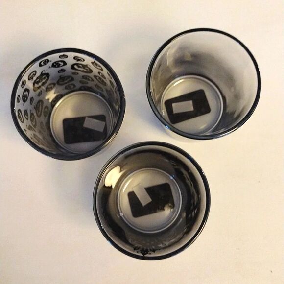 Black Frosted Spooky Halloween Printed 4" Glass Tumblers Set of 3 NWT - Picture 12 of 16
